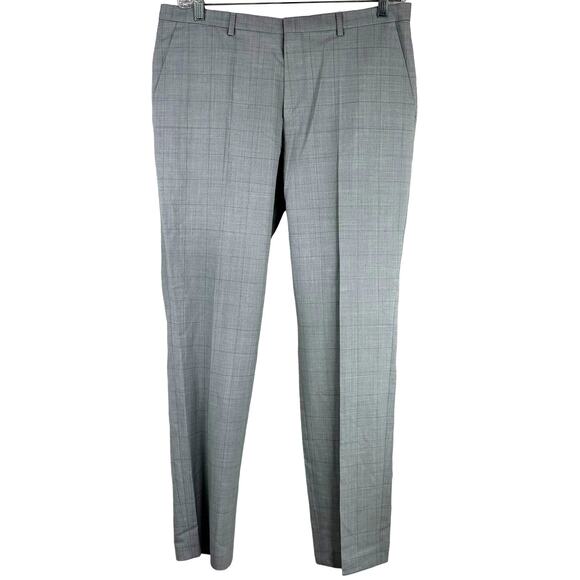 Hugo Boss NWT Simmons212 Regular Fit Plaid Grey Men's Dress Pants Size 38R